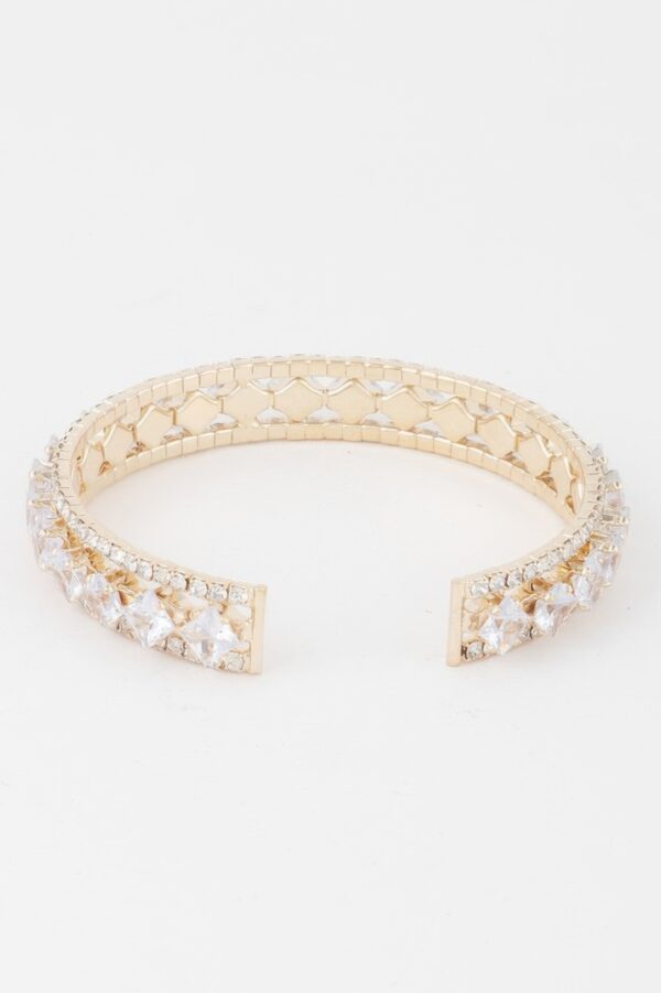 Cubic Rhinestone Cuff Bracelet – Polished Slip-On
