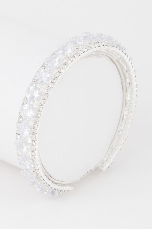 Cubic Rhinestone Cuff Bracelet – Polished Slip-On