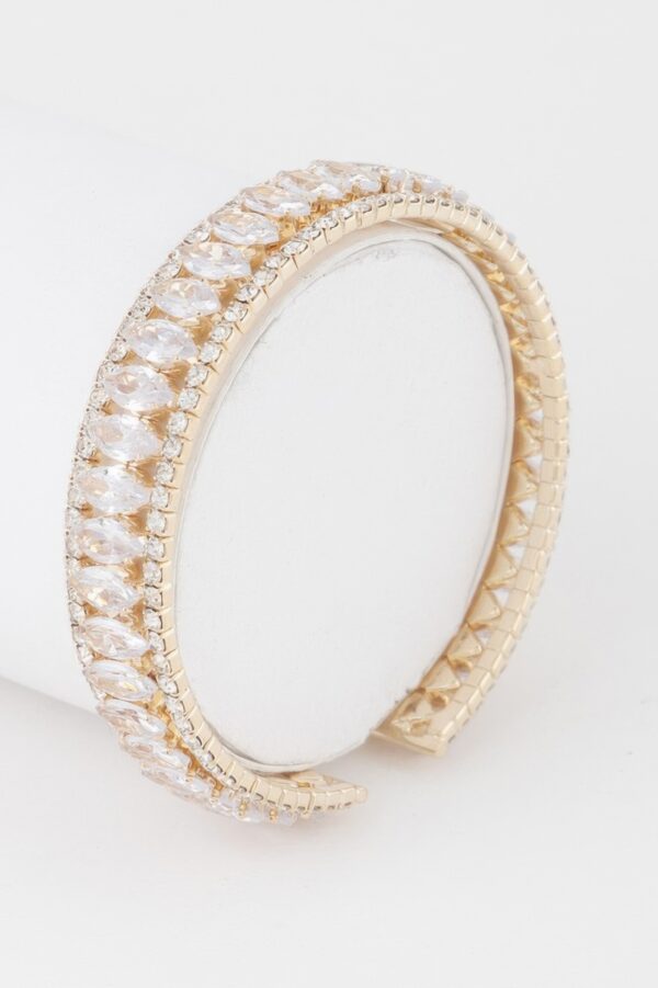 Crystal Bar Open Cuff Bracelet – Polished Finish