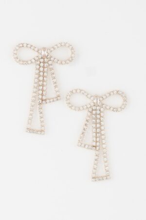 Infinity Bow Rhinestone Earrings – Sparkling Bow Accent