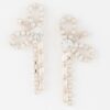 Rhinestone Ribbon Bow Earrings – Polished Metallic