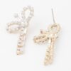Rhinestone Ribbon Bow Earrings – Polished Metallic