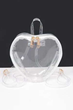 Heart-Shaped Clear Backpack with Mixed Metal Hardware