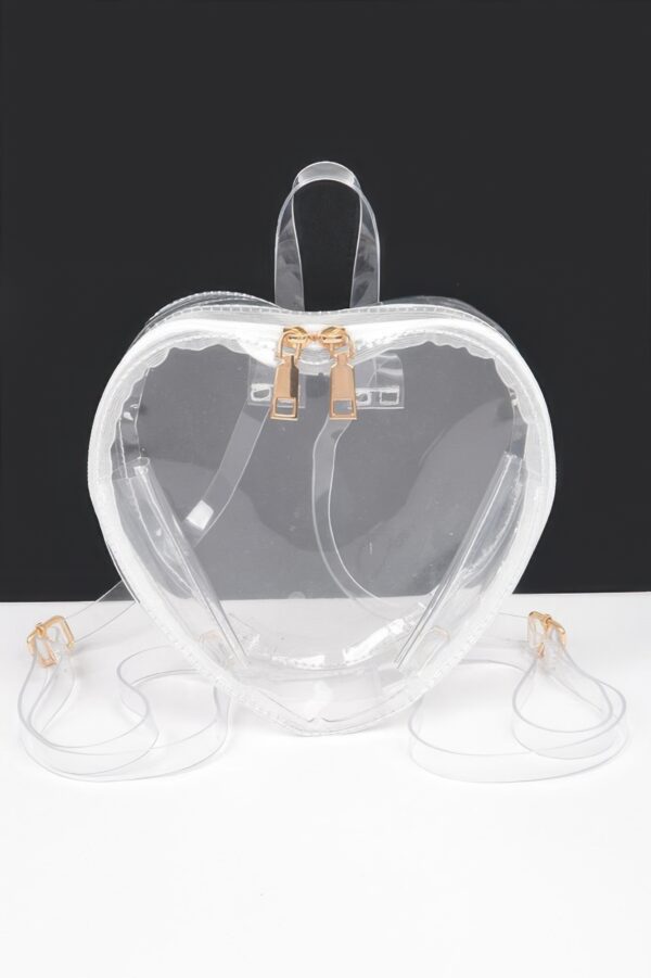 Heart-Shaped Clear Backpack with Mixed Metal Hardware