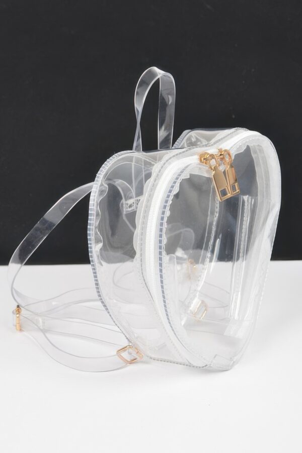 Heart-Shaped Clear Backpack with Mixed Metal Hardware