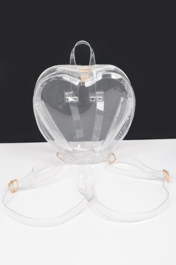 Heart-Shaped Clear Backpack with Mixed Metal Hardware