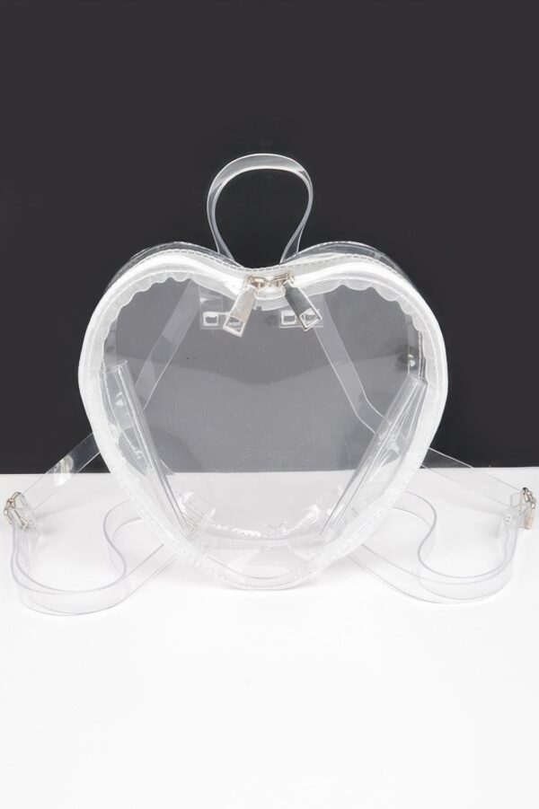 Heart-Shaped Clear Backpack with Mixed Metal Hardware
