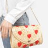 Heart Embroidery Straw Clutch – Polyurethane