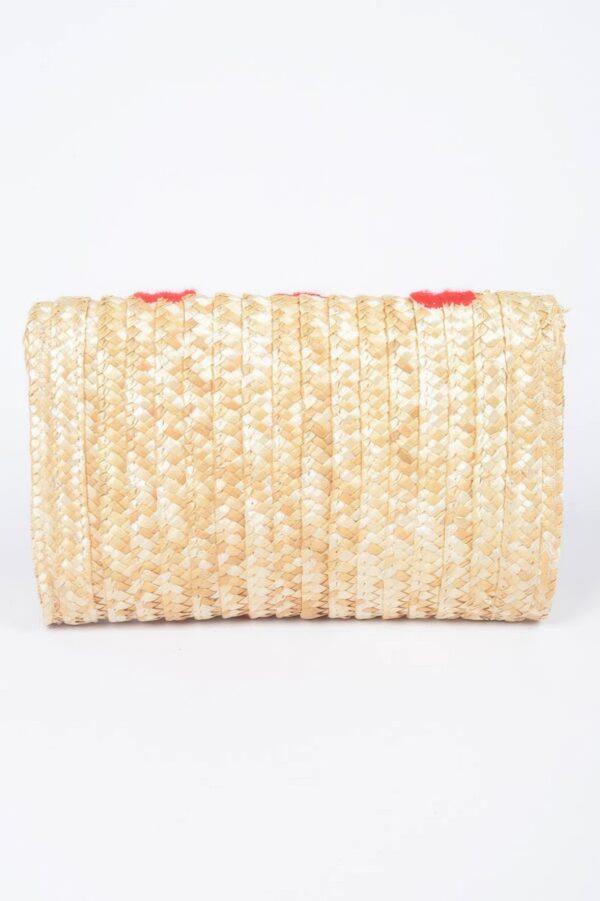 Heart Embroidery Straw Clutch – Polyurethane