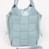 Faux Leather Braided-Handle Bag with Canvas Pouch