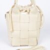Faux Leather Braided-Handle Bag with Canvas Pouch