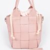 Faux Leather Braided-Handle Bag with Canvas Pouch