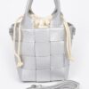 Faux Leather Braided-Handle Bag with Canvas Pouch