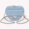 Denim Crossbody Bag – Heart Shape with Metal Accents