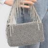 Oversized Rhinestone Fringe Strap Evening Clutch