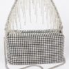 Oversized Rhinestone Fringe Strap Evening Clutch
