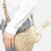 Guitar-Shaped Metallic Faux Leather Novelty Bag