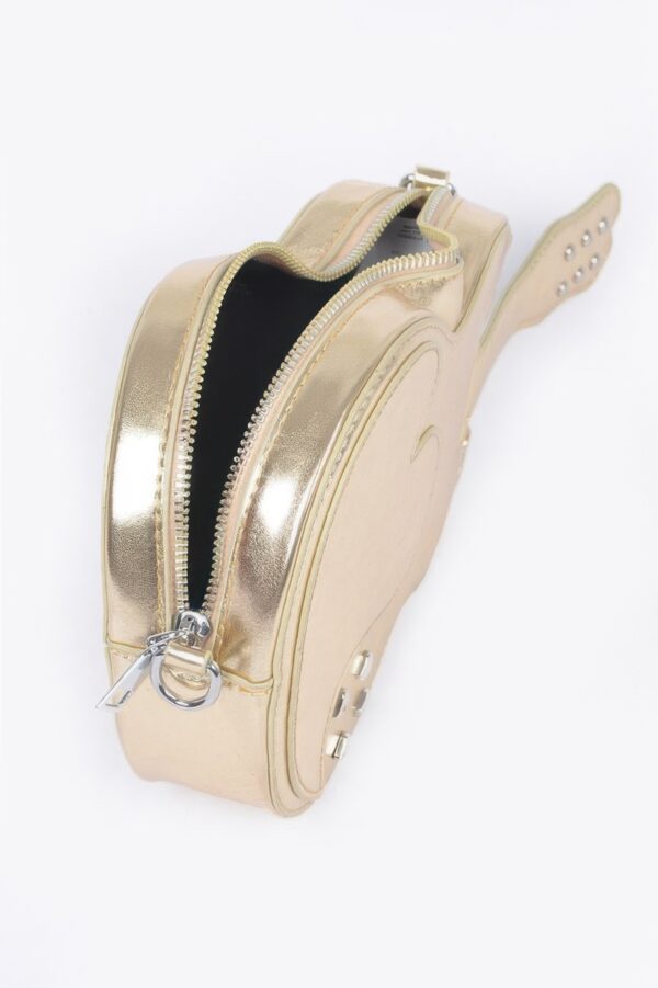 Guitar-Shaped Metallic Faux Leather Novelty Bag
