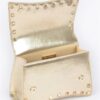 Faux Leather Metallic Studded Top-Handle Clutch