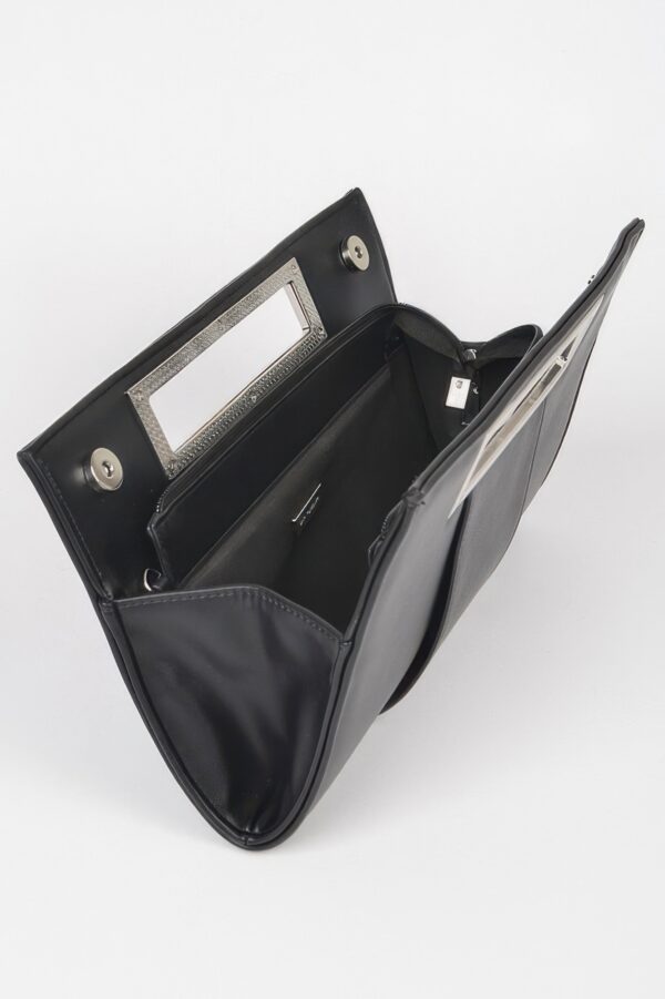 Metallic Faux Leather Top-Handle Evening Clutch