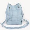 Braided Denim Bucket Bag with Mixed Metal Accents