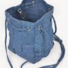 Braided Denim Bucket Bag with Mixed Metal Accents