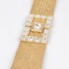 Elastic Faux Straw Belt with Stone Buckle