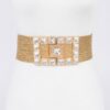Elastic Faux Straw Belt with Stone Buckle