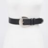 Faux Leather Belt with Polished Metal Buckle