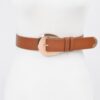 Faux Leather Belt with Polished Metal Buckle