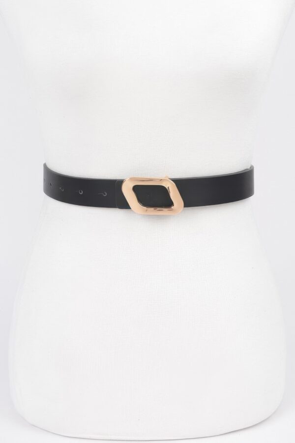 Slim Faux Leather Belt with Sleek Metal Buckle