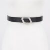 Slim Faux Leather Belt with Sleek Metal Buckle