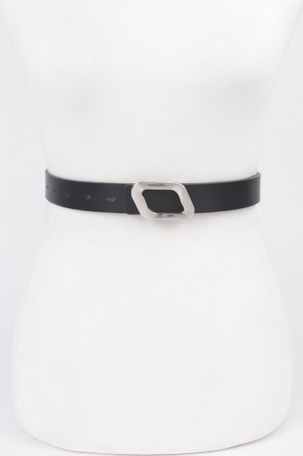 Slim Faux Leather Belt with Sleek Metal Buckle