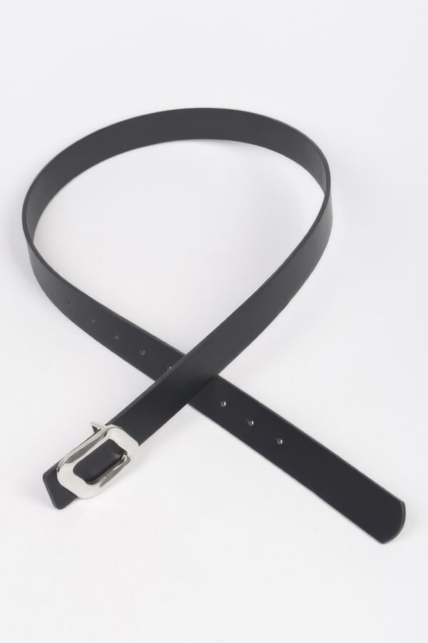 Slim Faux Leather Belt with Sleek Metal Buckle