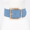 Denim Waist Belt with Oversized Metal Buckle