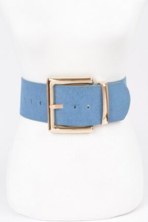 Denim Waist Belt with Oversized Metal Buckle