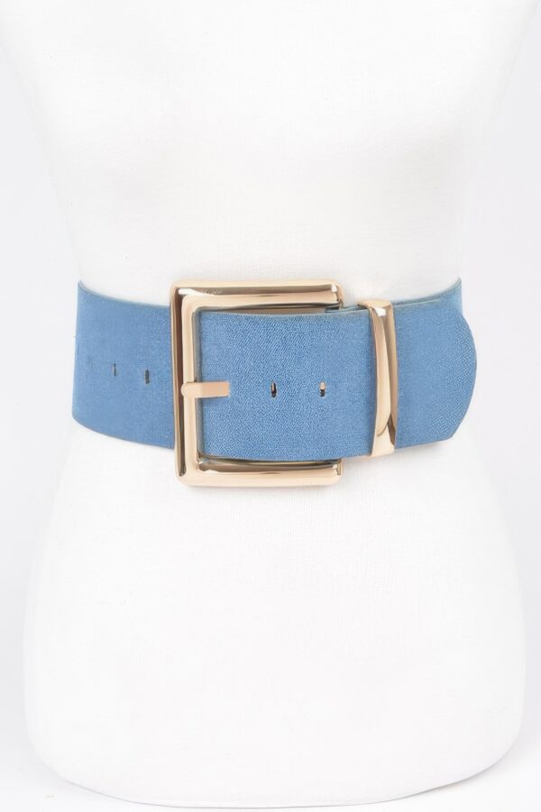 Denim Waist Belt with Oversized Metal Buckle