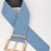 Denim Waist Belt with Oversized Metal Buckle