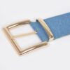 Denim Waist Belt with Oversized Metal Buckle