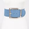 Denim Waist Belt with Oversized Metal Buckle