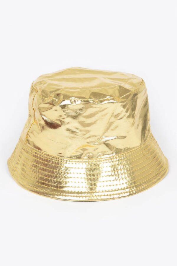 Metallic Faux Leather Bucket Hat – Glossy PU