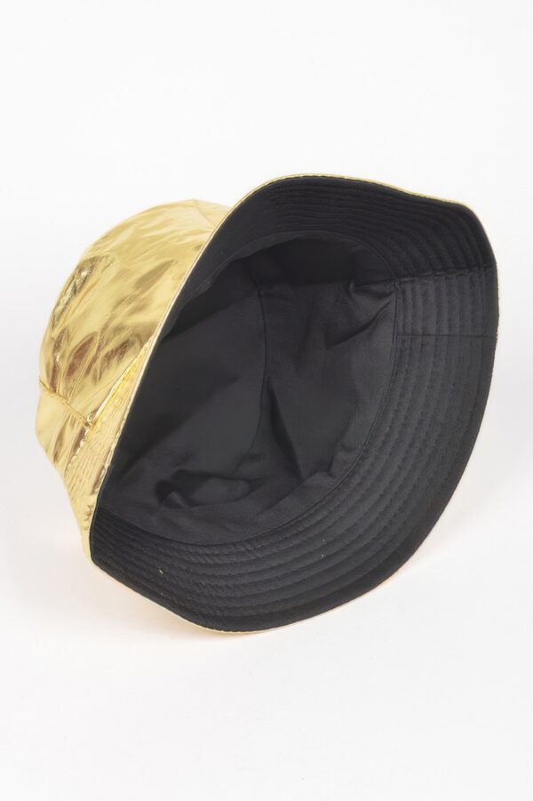 Metallic Faux Leather Bucket Hat – Glossy PU