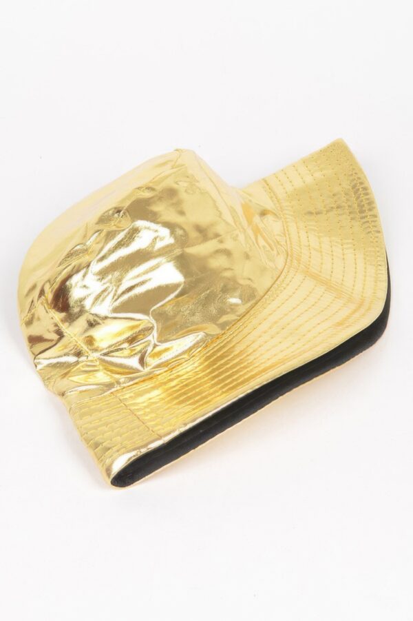 Metallic Faux Leather Bucket Hat – Glossy PU