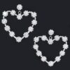 Multi Rhinestone Flower-Heart Statement Earrings