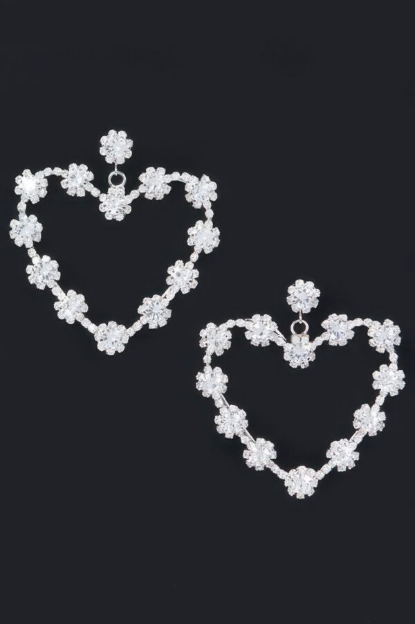 Multi Rhinestone Flower-Heart Statement Earrings