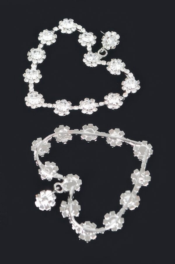 Multi Rhinestone Flower-Heart Statement Earrings