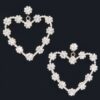 Multi Rhinestone Flower-Heart Statement Earrings