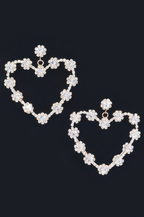 Multi Rhinestone Flower-Heart Statement Earrings