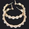 Rhinestone Flower Hoop Earrings with Sparkling Accents