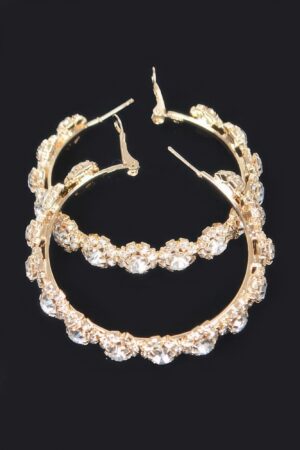 Rhinestone Flower Hoop Earrings with Sparkling Accents